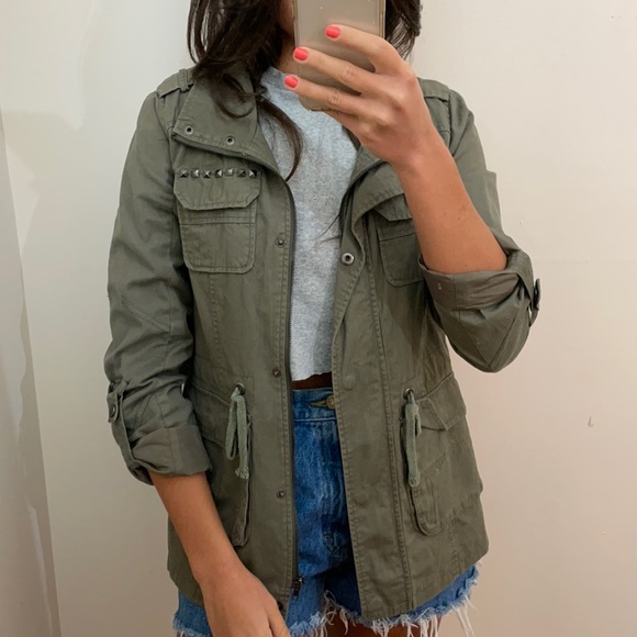 Urban Outfitters Jackets \u0026 Coats | Studded Utility Jacket | Color: Gray/Green | Size: S | Pm-56976244's Closet